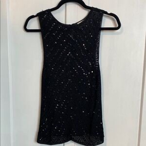 Amoretti Vintage Black Sequin Sleeveless Crochet Top - Stunning piece